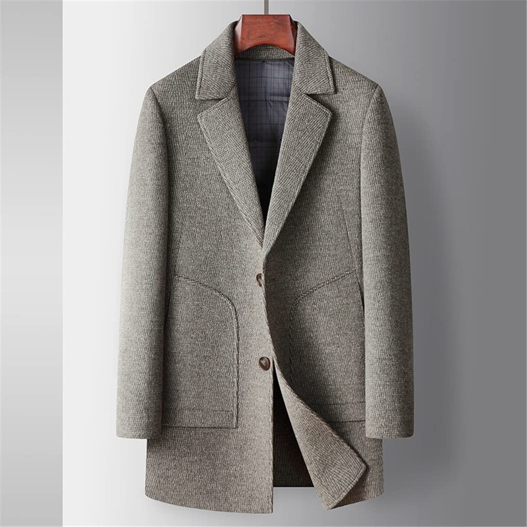 cwtzhZHCWT Men's Coat Autumn and Winter Double-sided Trench Coat White Goose Velvet Liner Long Business Leisure Wool Woolen Coat (Color : A, Size : 185 code)