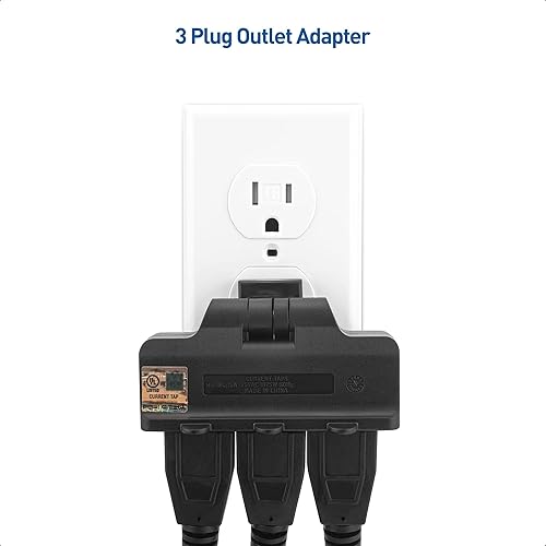 Miniatura 4 de Cable Matters - Paquete de 2 grifos de pared giratorios de 180 grados con conexión a tierra de 3 tomas de corriente en negro (salida giratoria,