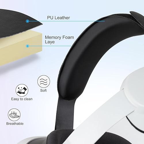 Vista 3 de CoBak Correa para la cabeza para Meta Quest 3 - Bisagra ajustable, almohadilla de esponja de poliuretano suave, mejora la comodidad, reduce