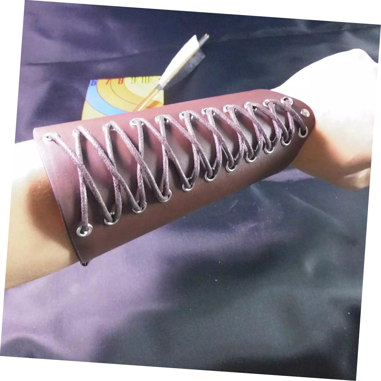 WHAMVOX Arm Guard Hand Glove Leather Sleeve Comfortable Fit Adjustable String Ties Random Color