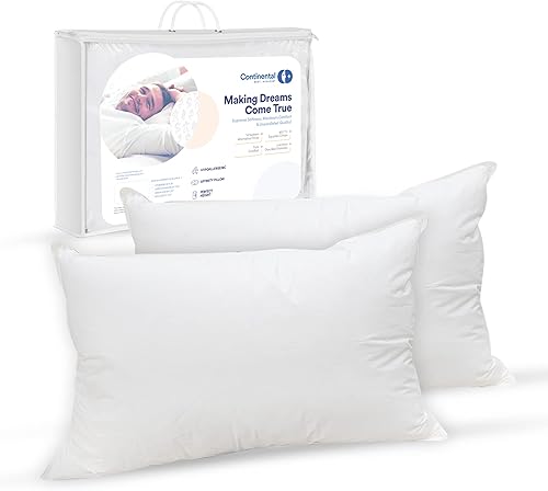 Continental Bedding Downlike - Almohada de cama alternativa, tamaño King (paquete de 2), color blanco, 2 unidades