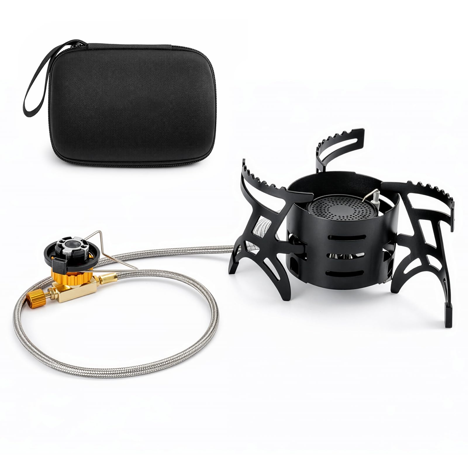 High-Power Gas Hob 6800W – Portable Mini Camping Stove with Flame Failure Safety, Foldable Outdoor Cooker for Camping, Carp Fishing, Caravanning, BBQ, and Picnics (black)