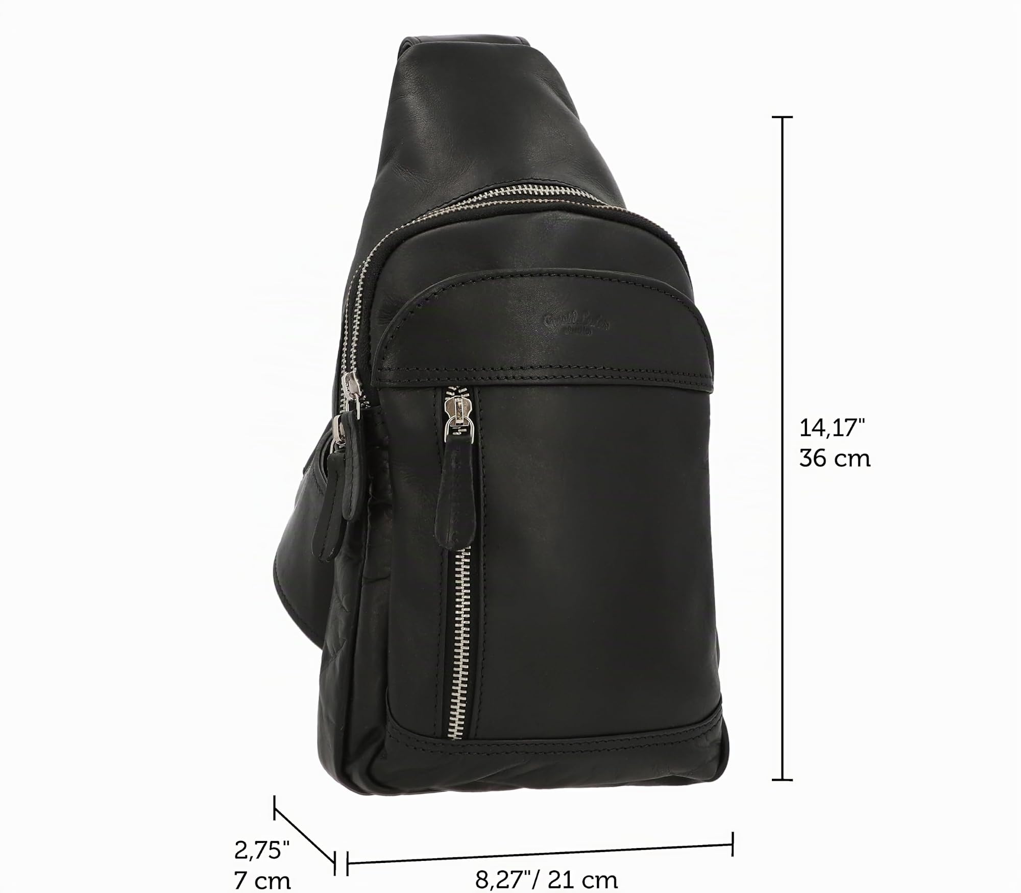 Gusti Sac en Cuir Azon Tannage végétal Sac Banane Sac ventral Sac en Cuir Slingpack Noir