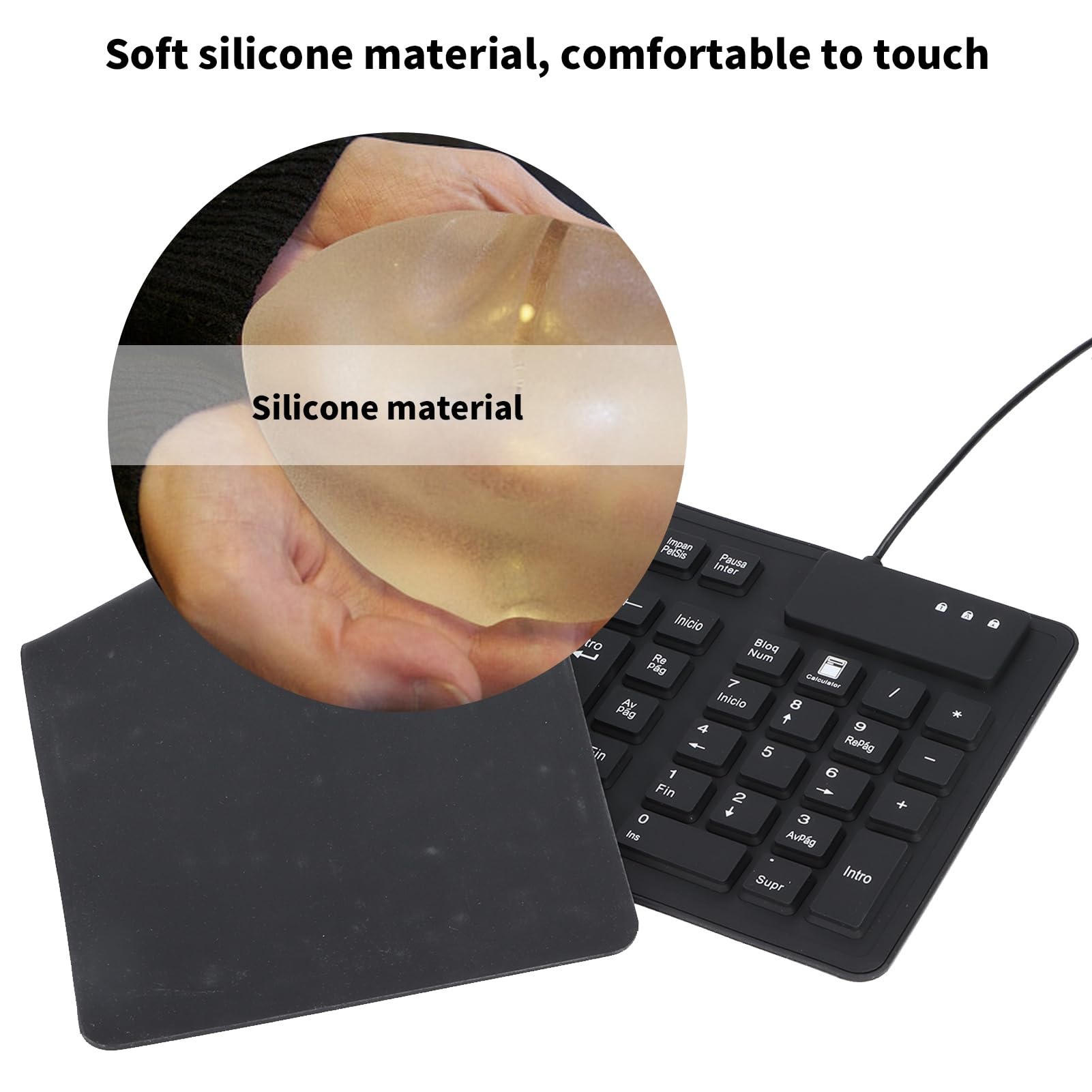 Dioche Tastiera 108 tasti spagnola USB cablata portatile pieghevole silenziosa impermeabile antipolvere tastiera in silicone