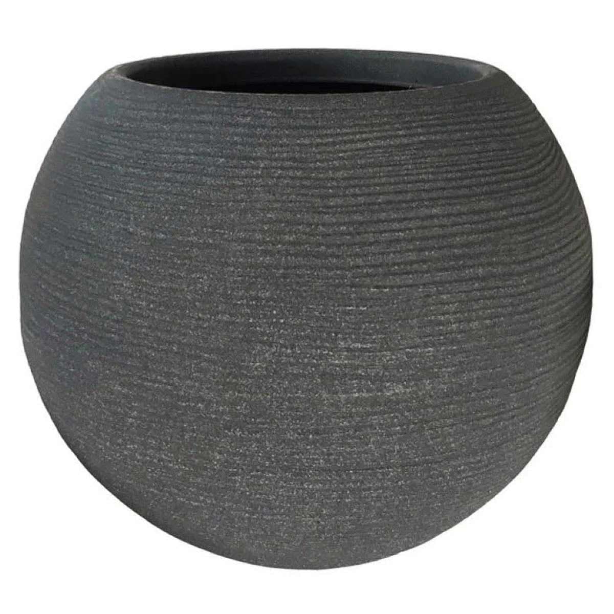 vasar Vaso Caspò Sfera Rigata Shabby Resina Diametro 50cm (Grigio GHISA)