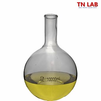TN LAB 10L Flat Bottom Boiling Flask Thick Wall Borosilicate Glass 10000ml
