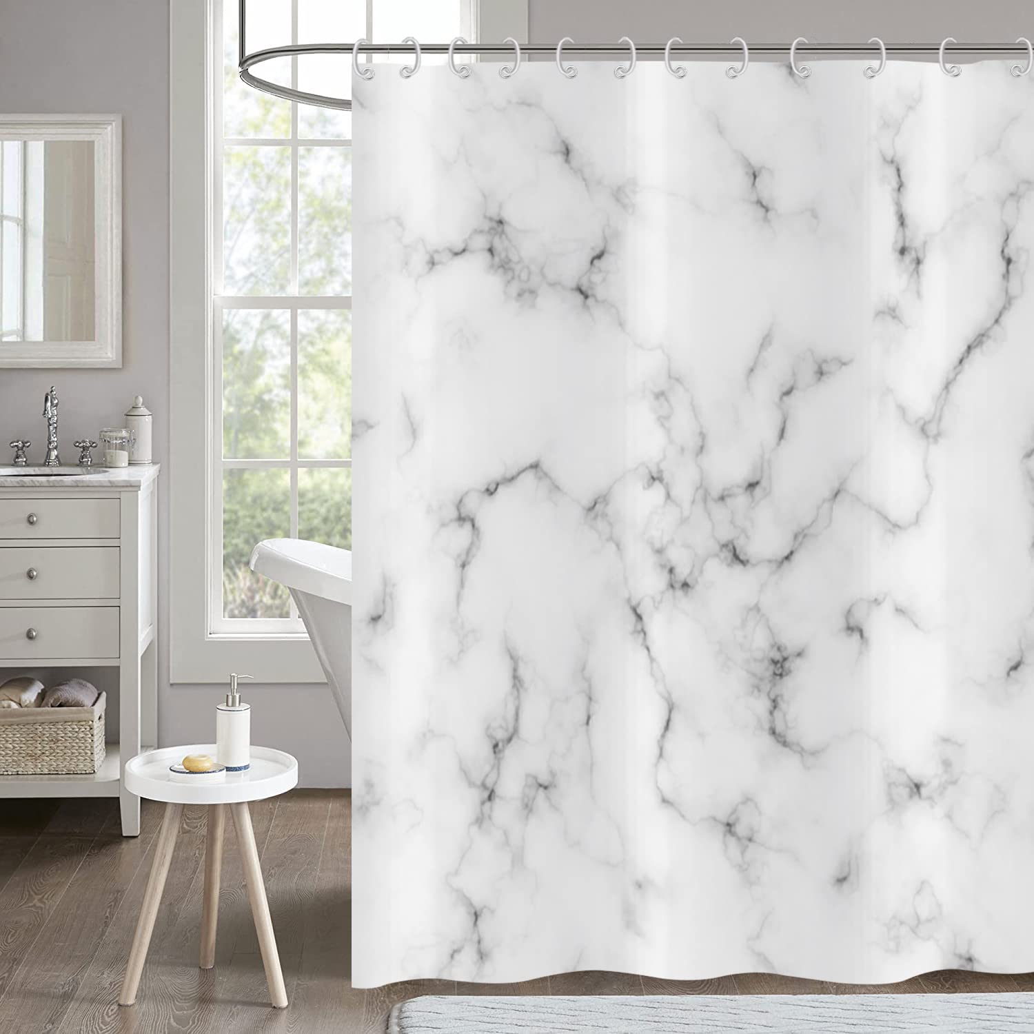 Hnmdmyi Marble Shower Curtain 180x220, Grey and White Shower Curtains Chic 3D Crack Design Abstract Modern Luxury Art Bathroom Curtains with Hooks Waterproof Polyester Fabric Washable Bath Curtains