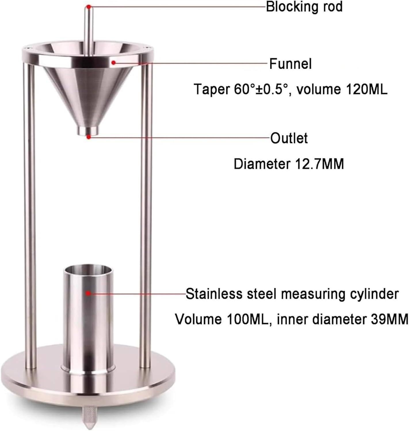 Medidor de densidad a granel para polvo natural, volumen preciso con taza de medición para pruebas de densidad de materiales en laboratorios e industria