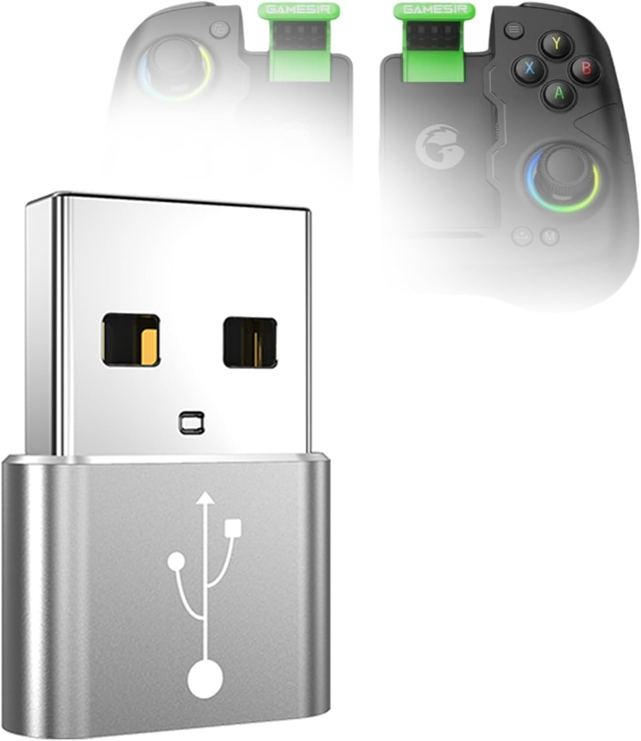 BoxWave Adapter Compatible with GameSir X4 Aileron - USB-A to C PortChanger (5-Pack), Type-C OTG Convert Charging Data Adapter - Metallic Silver