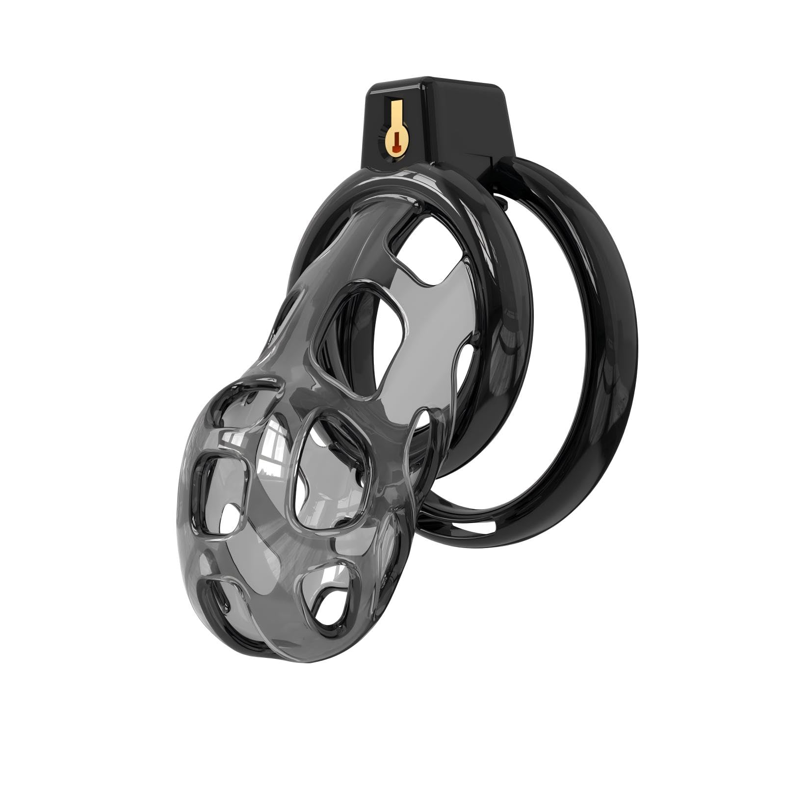Chastity Cage en Silicone Sex Toýs Homme Cage de Chasteté Pénis avec Cathéter et 6 Anneaux Différents en ABS Cage Chastetée avec Serrure Cachée pour le Bndage du Pénis de l'Homme (Black,L)