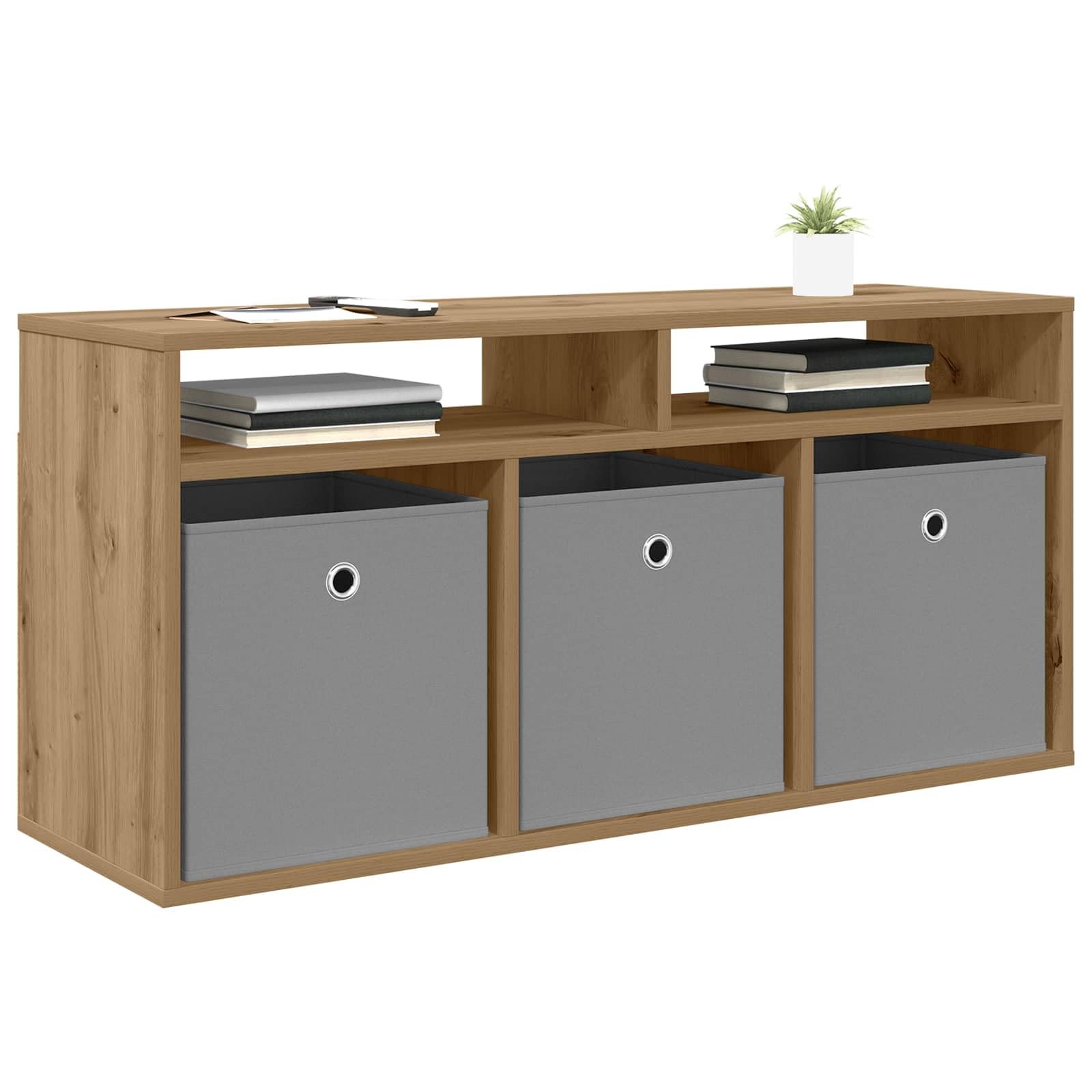 Lowboard 102 x 32 x 48,5 cm, dąb Artisan, nowoczesny mebel TV z dużą ilością miejsca do przechowywania, zarządzaniem kablami i 3 szufladami do salonu, kina domowego, konsoli medialnej