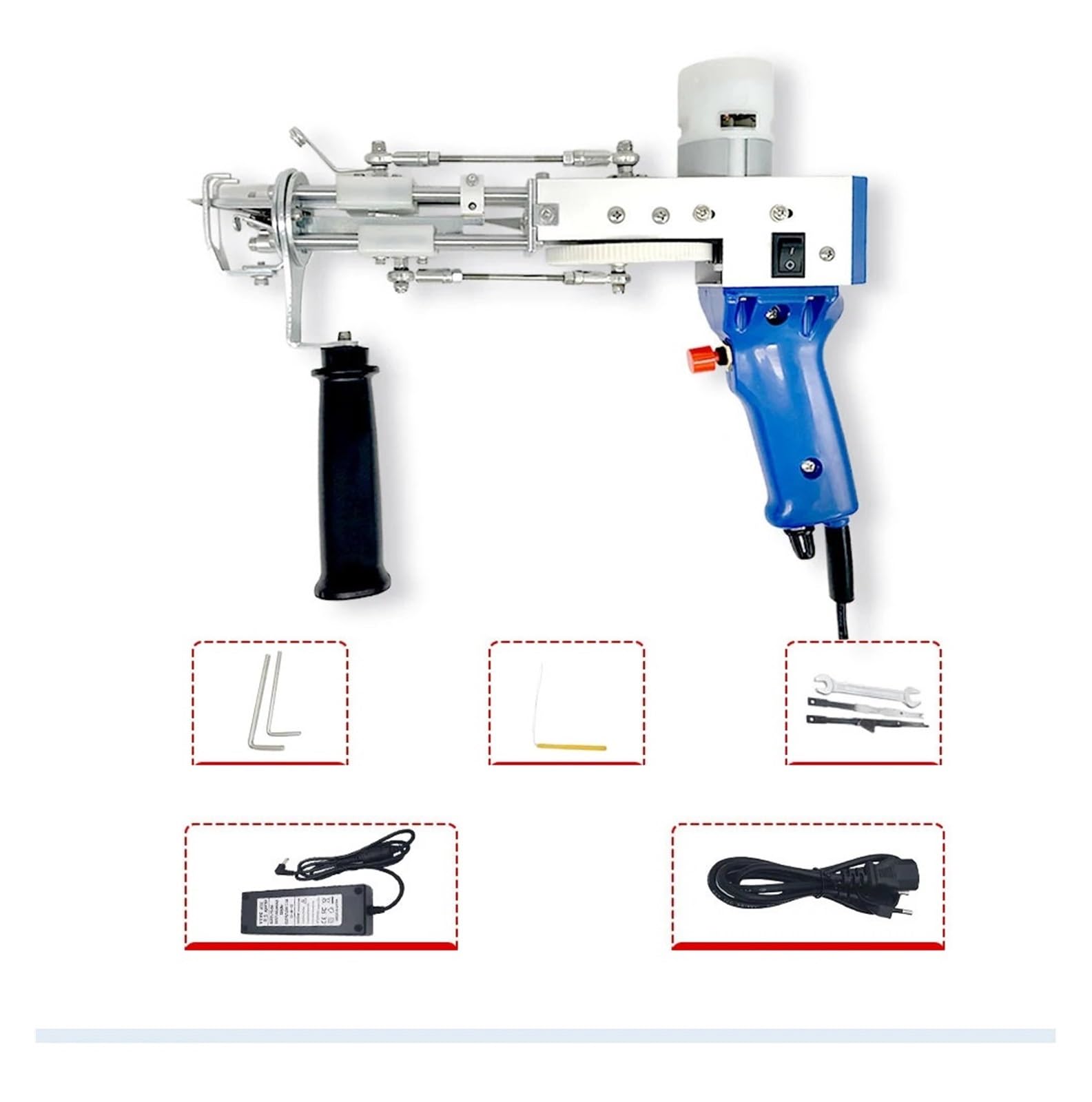 Pistolet do pikowania 2 w 1 zestaw Elektryczny pistolet do pikowania dywanów Elektryczny pistolet do pikowania Tapis Knitting Tufting Pistolet do tkania uciekających dywaników(Pink 2 in 1)