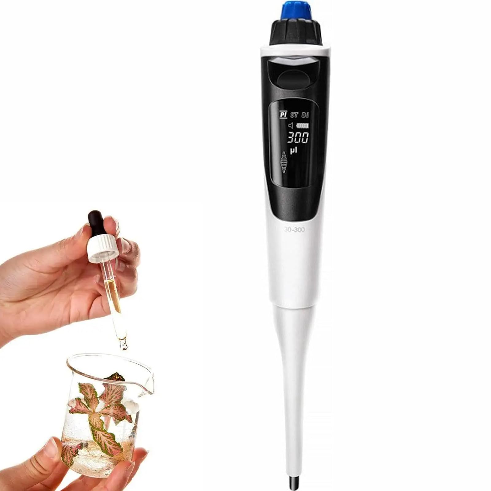 Multifunktionale elektronische Pipette, verstellbar 0,5-10µl mit Universalspitze & autoklavierbarem Kolben, ISO kalibriert zum Pipettieren, Mischen und Verdünnen