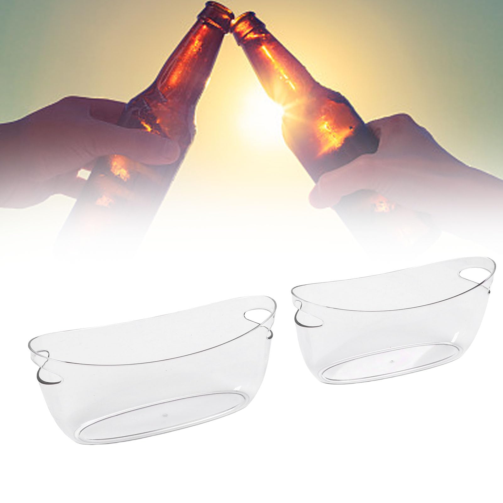 Alomejor Durchsichtiges 5-Liter-Eiskübel-Set aus PET für Partys mit 2 Schaufeln, Ideale Getränkebehälter für Champagner-Bierflaschen, Geeignet für Zuhause, Bar, Café, Hotel, Restaurant, Buffet,