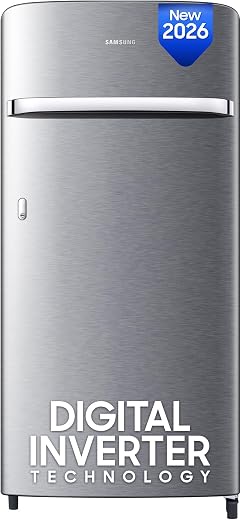 Samsung 189 L, 4 Star, Digital Inverter, Direct-Cool Single Door Refrigerator (RR21H2G24S8/HL, Silver, Elegant Inox, Singl...