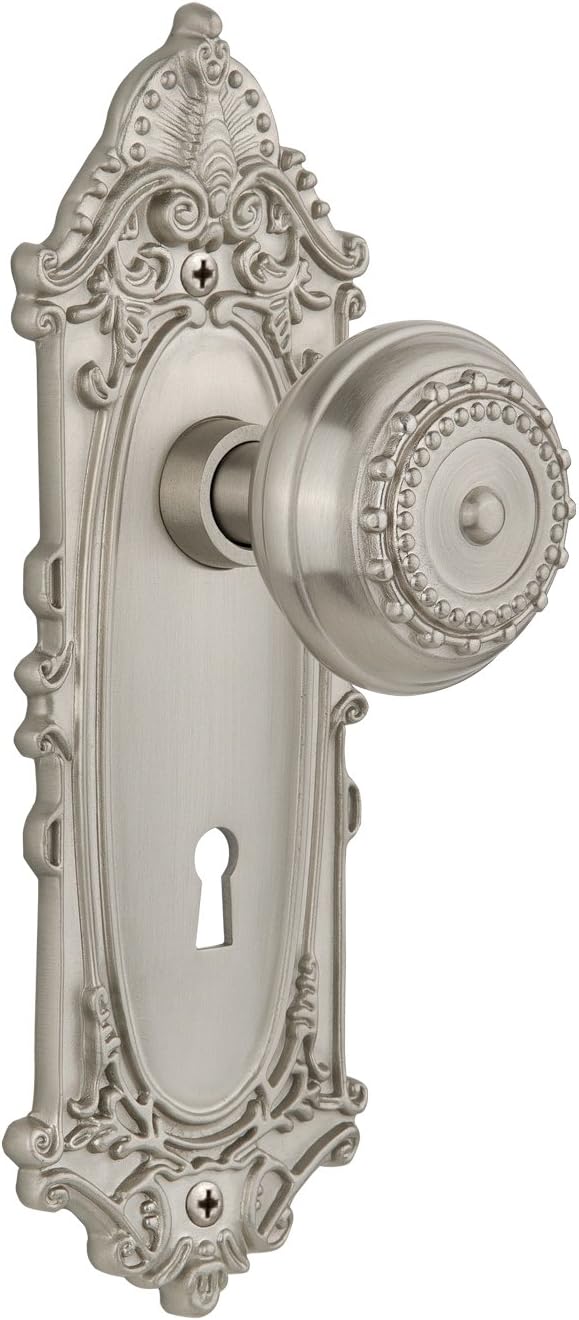 Nostalgic Warehouse Victorian Plate with Keyhole Meadows Knob, Privacy - 2.75", Polished Brass