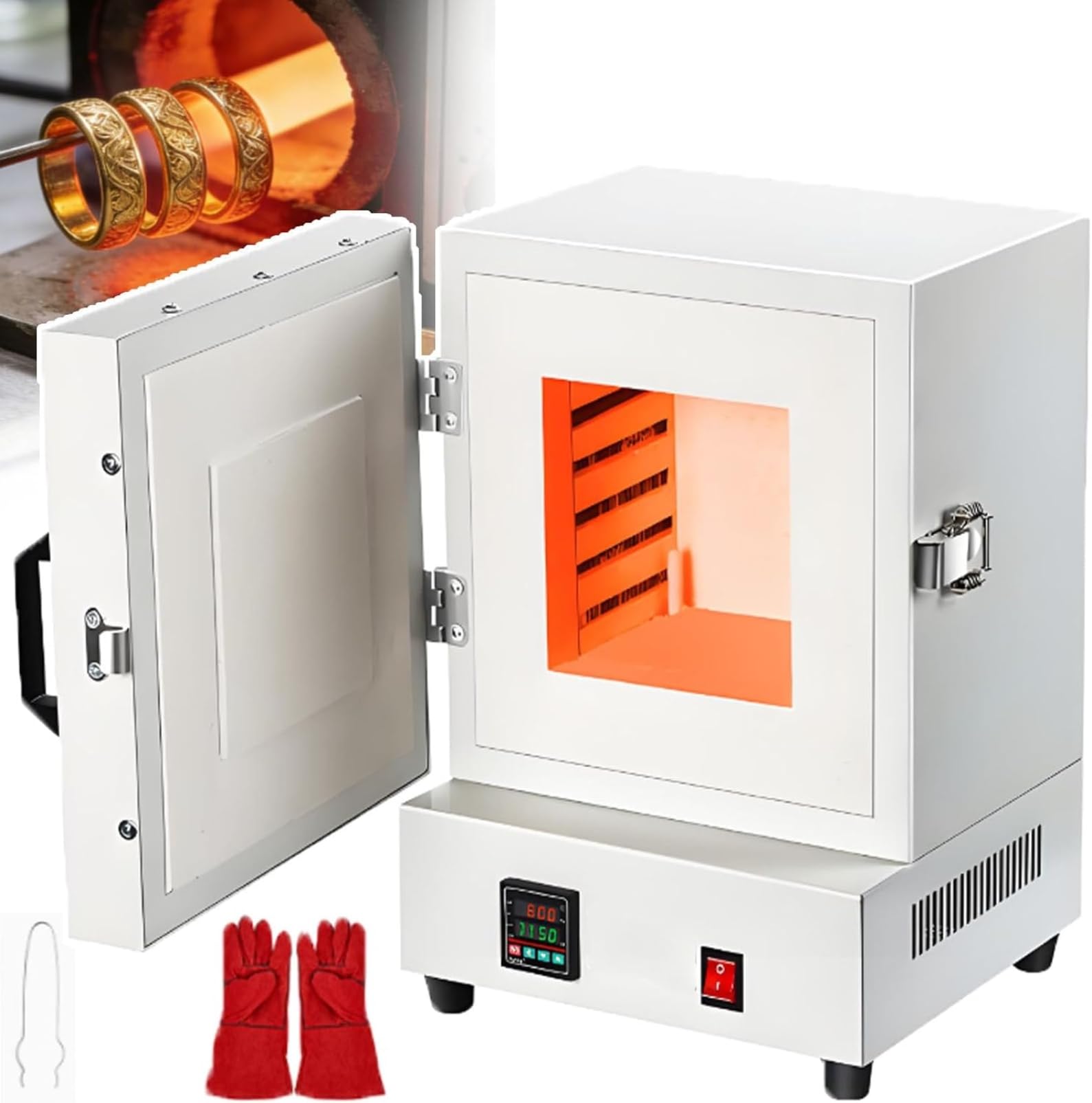 Elektrischer Ofen für Keramik und Schmuck, 0-1150 ℃ Temperaturbereich, Muffleofen zum Schmelzen von Metall, kommerzieller Burnout-Ofen für Schmuckherstellung und Gießen