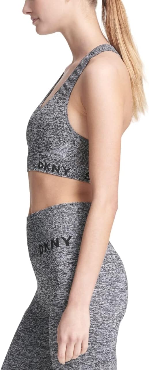 DKNY Women's Performance Classic Seamless Mesh Support Yoga Running Bra