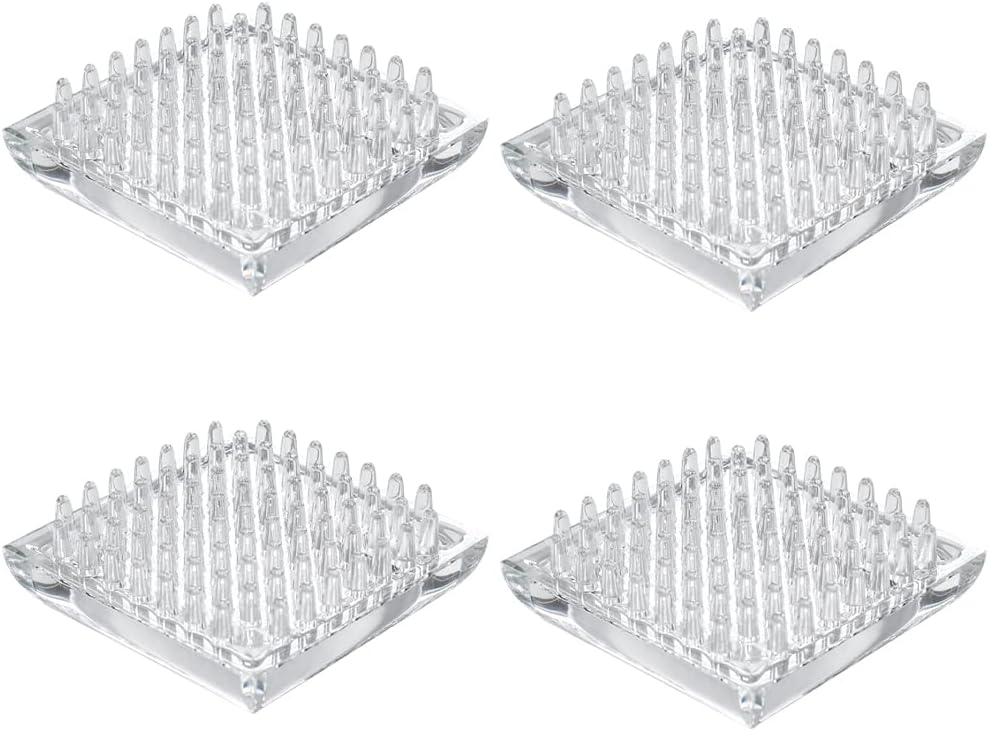 4 Pcs Carpet Protectors Transparent Spiked Caster Cups Square Spiked