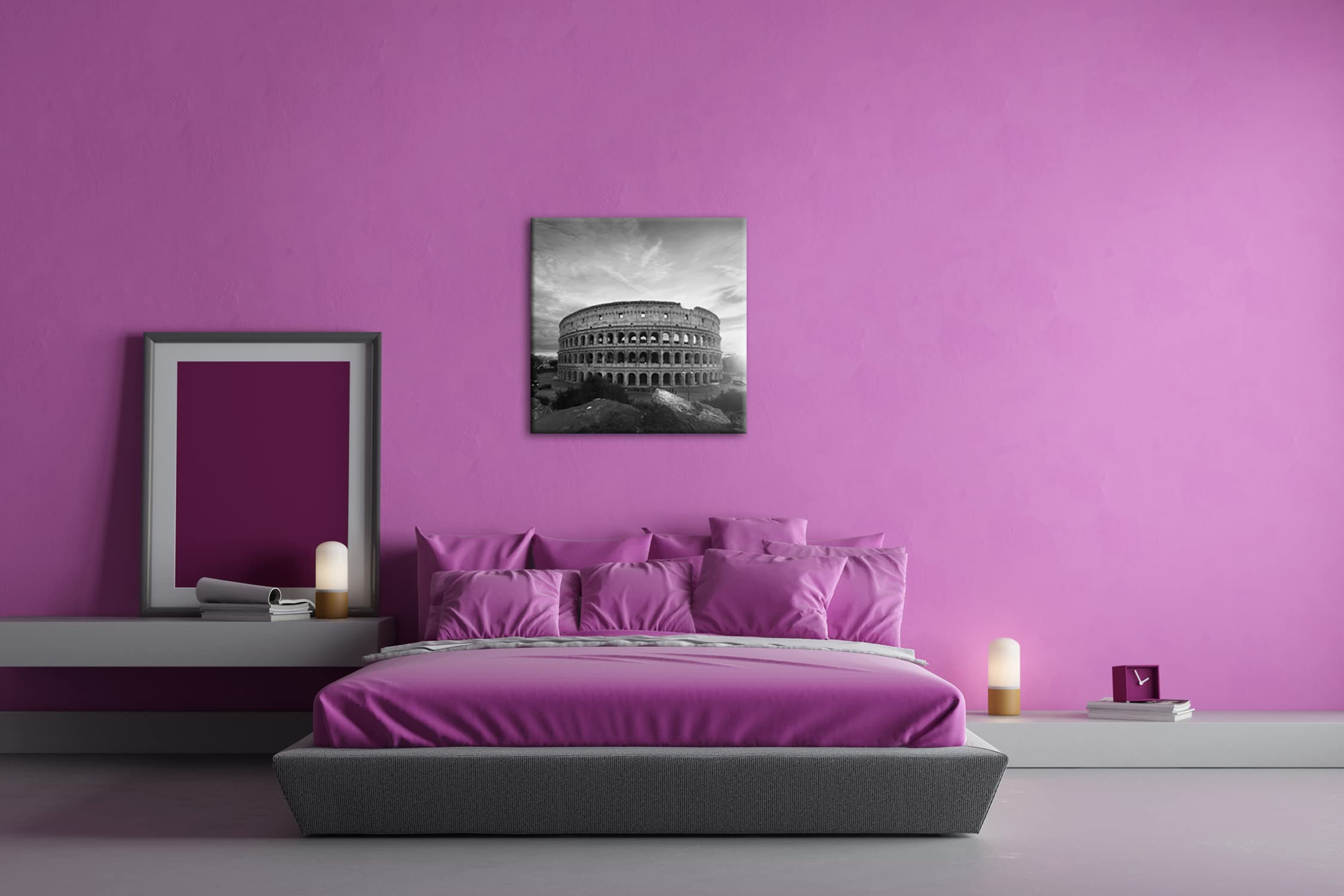 Leinwandbild Das Kolosseum in Rom – Geschichte in Stein Format: 70x70 cm Effekt: Schwarz&Weiß XXL Kunstdruck Bild auf Keilrahmen/Wandbild/Wohnzimmer Deko