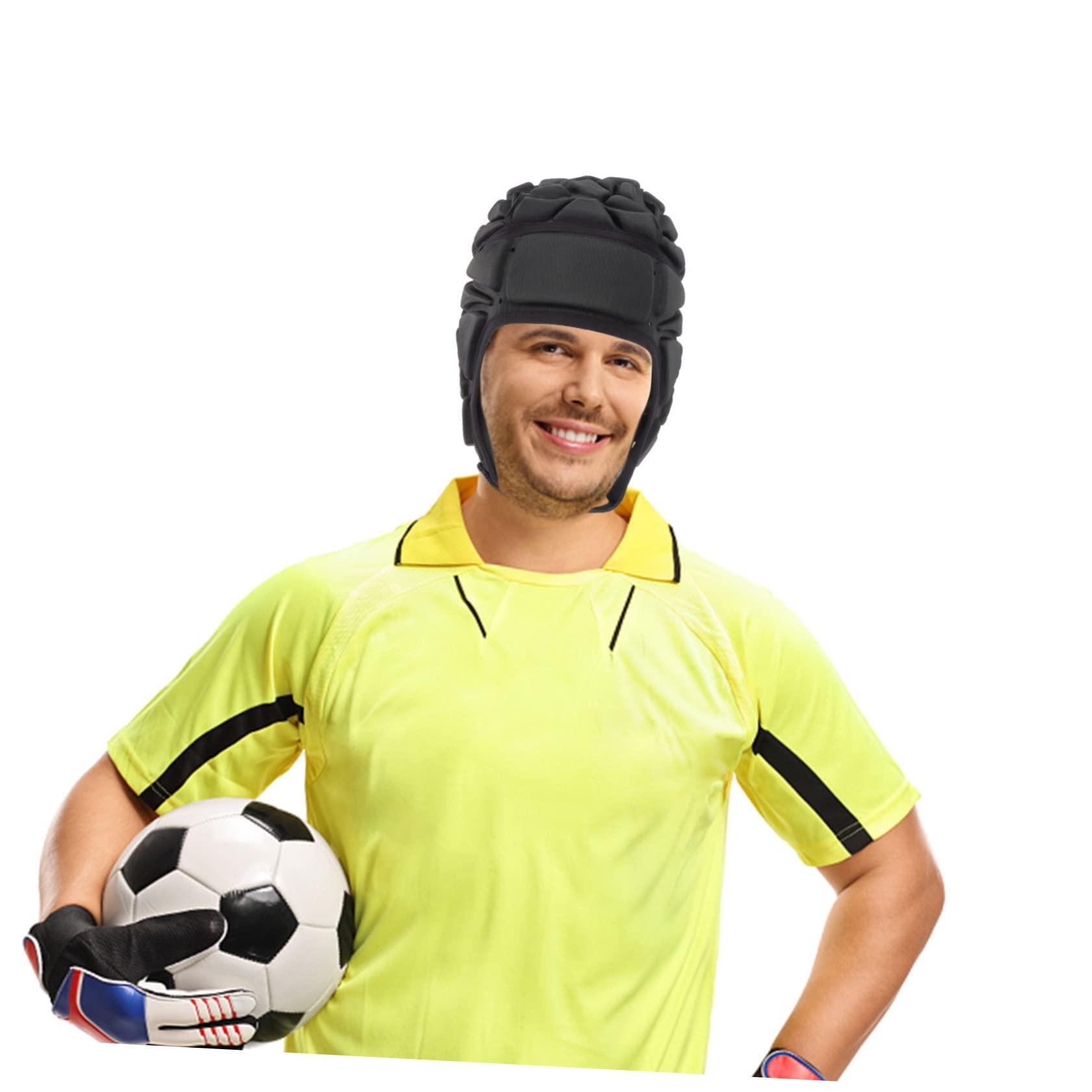 Equipaggiamento Protettivo Rugby Guardia Di Calcio Portiere Copricapo Berretti Di Mischia Imbottito Cappello Da Mischia Hockey Casco Da Calcio Black