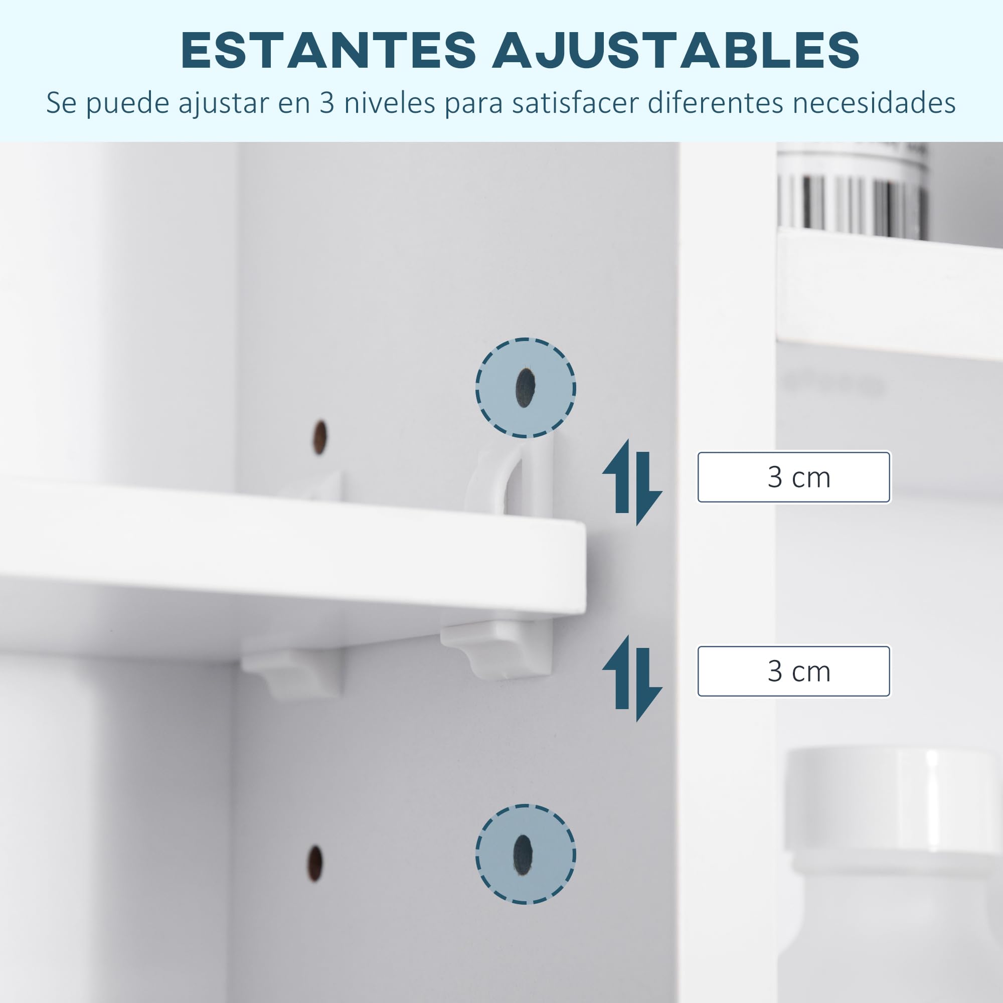 kleankin Armario de Baño con Espejo Armario de Pared 100x15x70 cm Blanco | Mueble de Baño Colgar, con Puerta, Estantes Abiertos