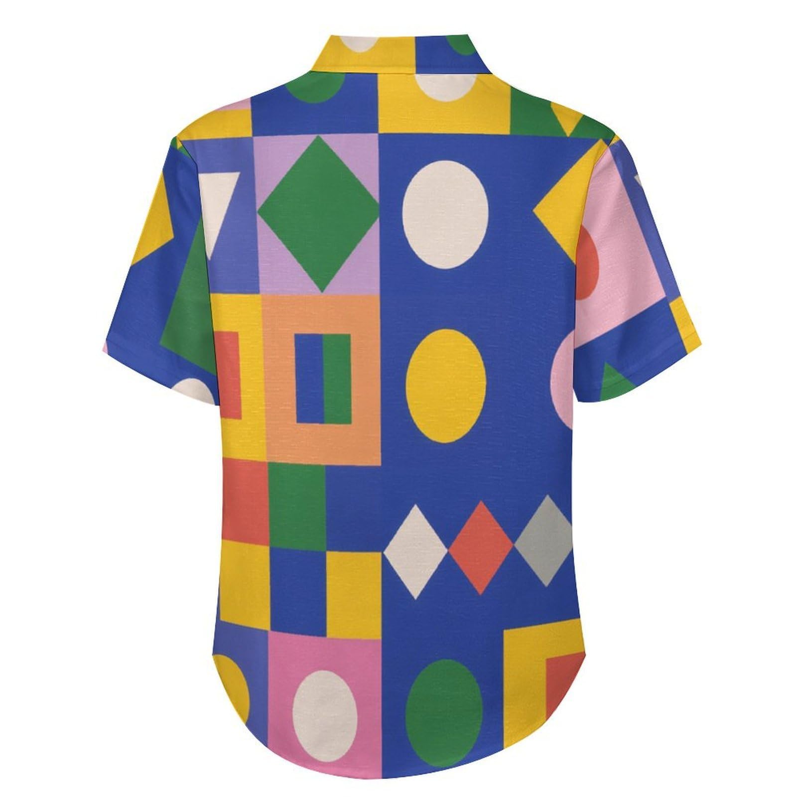 Funky Camicia Hawaiana Uomo, Manica Corta Design Aloha Camicie con Bottoni, Estiva Camicie a Grafica Geometrica Colorata Casual Stampa Spiaggia Estate Moderna Camicia