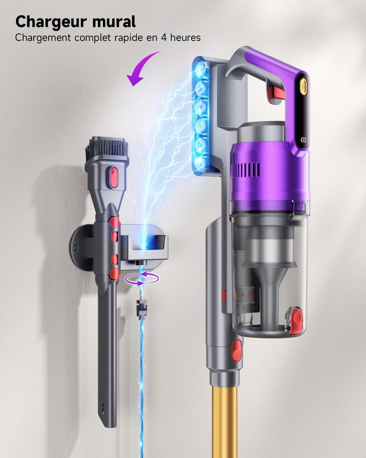 Aspirateur Balai sans Fil 680W/55KPA 75 Minutes Autonomie, Aspirateur sans Fil Puissant avec Écran Intelligent aspirateur Balai Puissant pour Les Poils d'animaux/Tapis/Sols Durs, 2026 Dernier Modèle