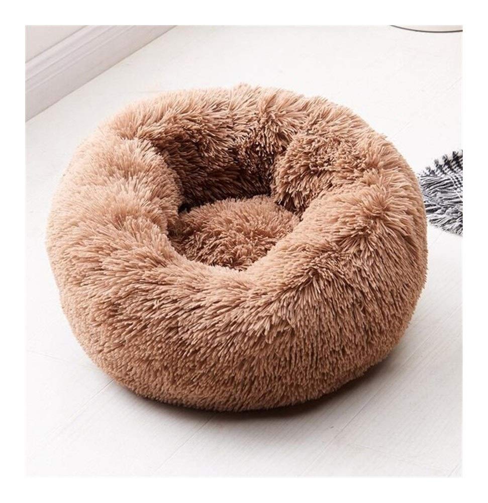 Lit pour chat et petit chien contre l'anxiété panier donut lavable 40cm marron foncé