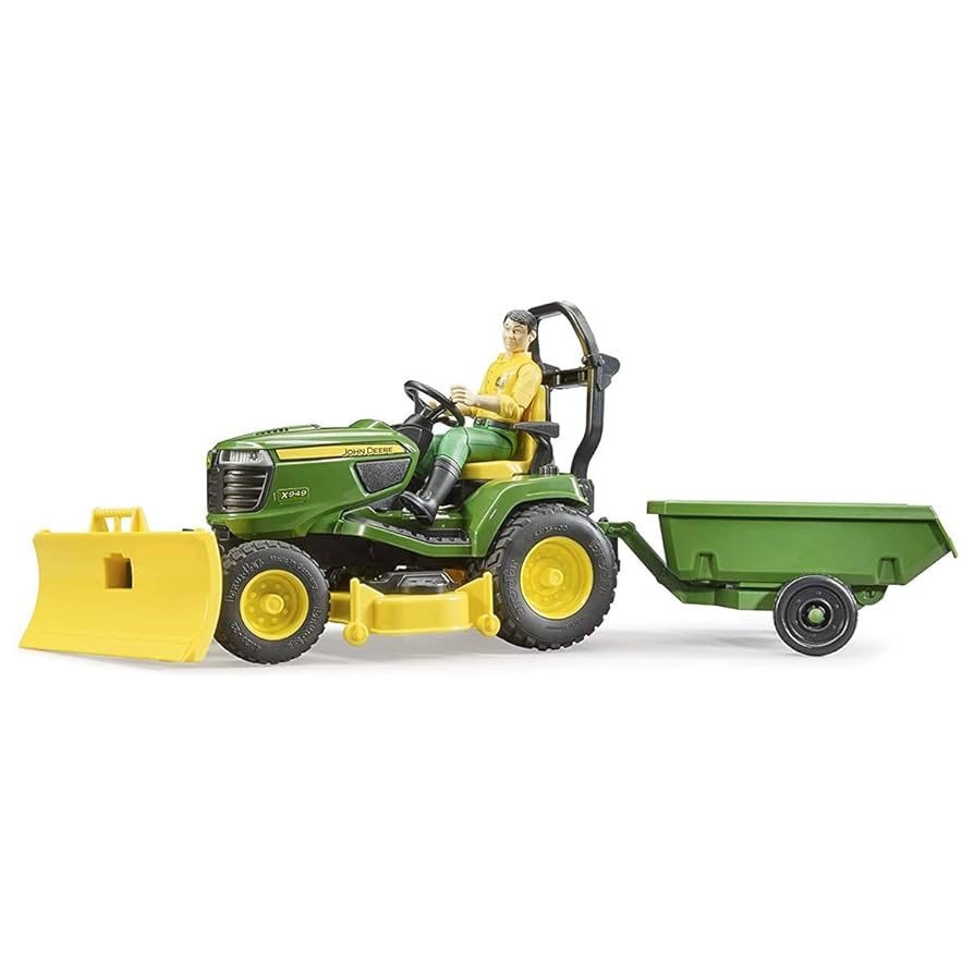 Bruder 09824 bworld John Deere Lawn Tractor w Trailer and