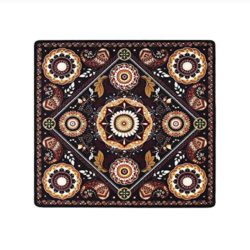 Alfombra antideslizante para sala de estar con diseño clásico cuadrado y tacto suave