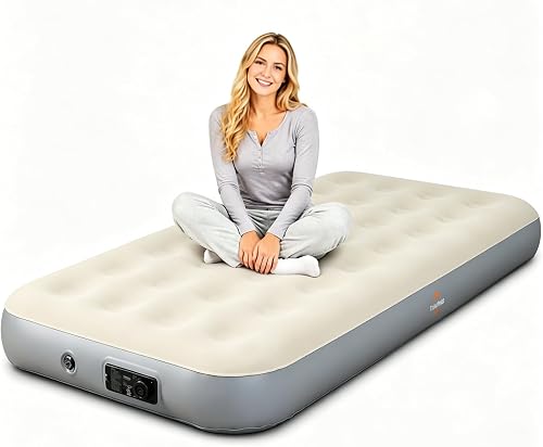 Air Mattress Inflatable Bed, Air Mattress with Built - in Electric Pump - Fast Inflation, Supports up to 650 lbs - Ideal for Camping, Home, Guests, and Portable Travel Use, Single Size