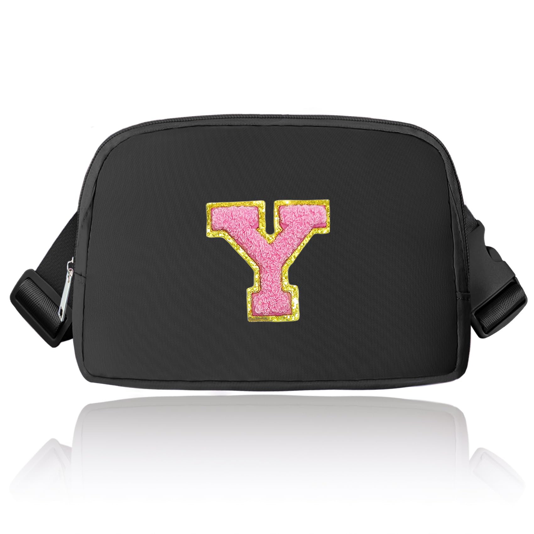 Janhavi Black Fanny Pack for Women, Girls, Initial Belt Bag with Adjustable Strap, Retirement Gift, Going Away Gift, Cute Fanny Pack for Women - Black