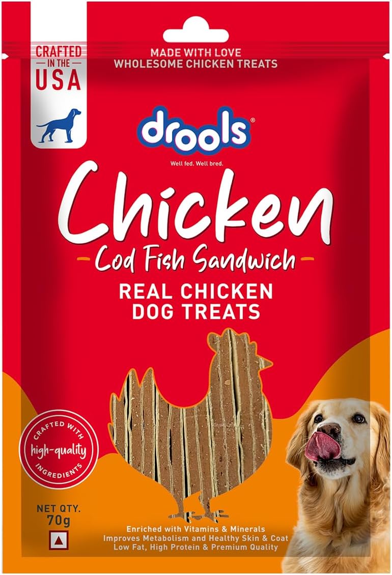 Puppy & Adult Cod Sandwich Dog Treats 70g | Real Fish Flavour | Rich in Protein | No Artificial Preservatives | Best for Training & Bonding