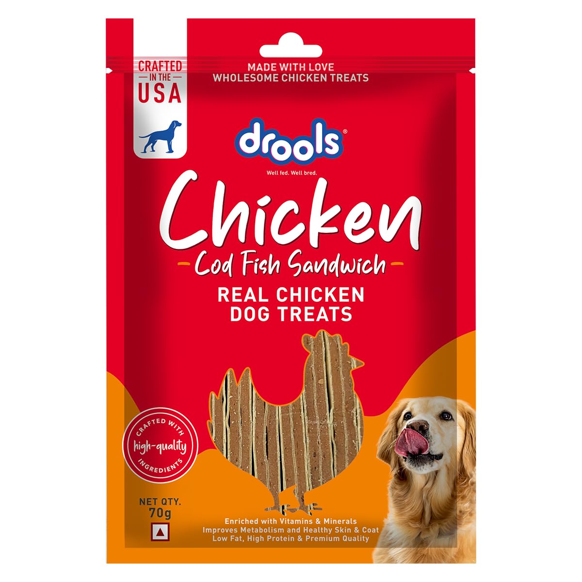Drools Real Fish Cod Sandwich Dog Treats, 70gm | Rich in Protein, No Artificial Preservatives | Best for Training & Bonding | for Puppy & Adult | Formulated in USA | Premium Treats | Drools Real Fish Cod Sandwich Dog Treats, 70gm | Rich in Protein, No Artificial Preservatives | Best for Training & Bonding | for Puppy & Adult | Formulated in USA | Premium Treats |