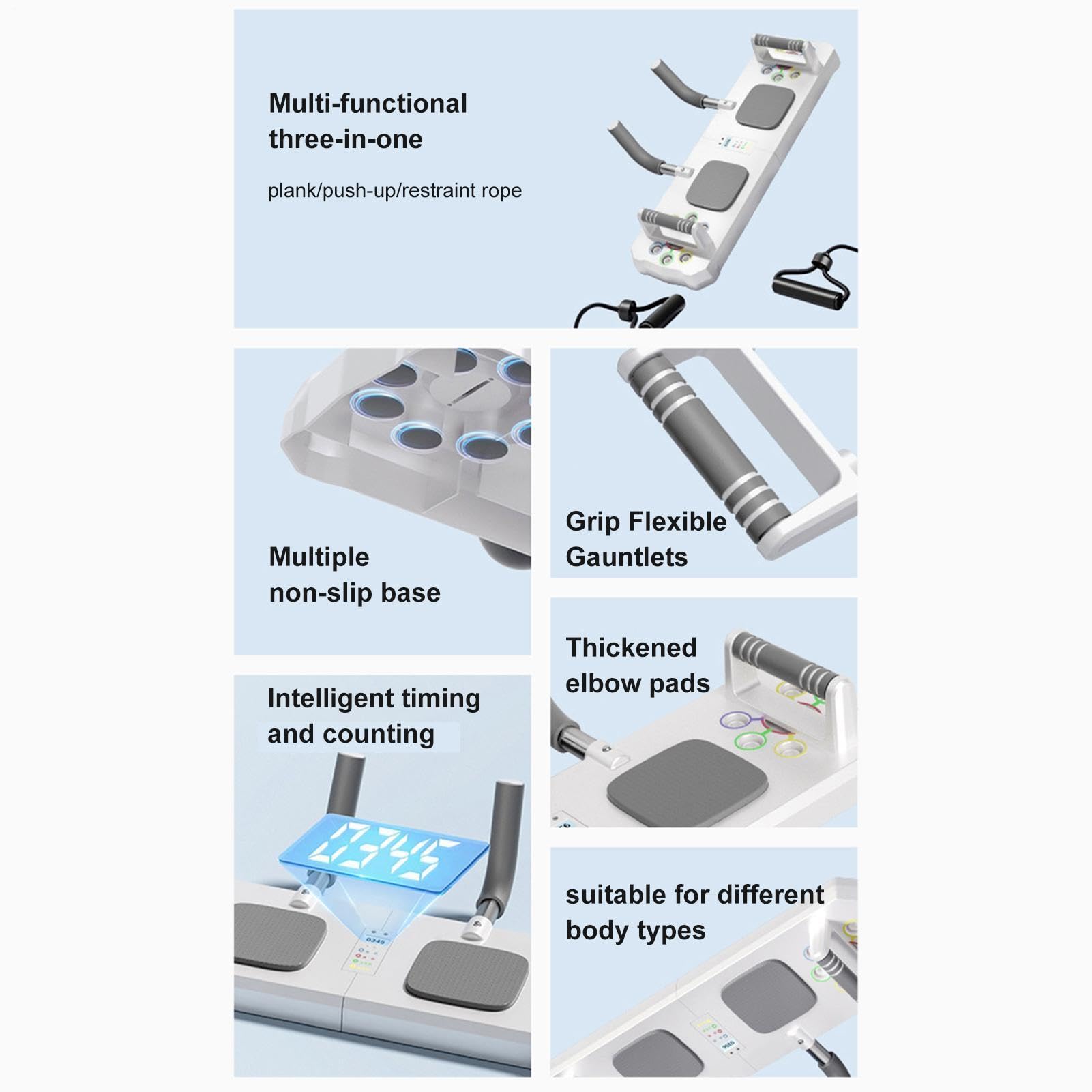 Liegestützbrett für Männer – Muskel-Pushup-Board mit Timer, verstellbar, multifunktional, mit rutschfestem Griff und Pad, professionelles Fitness-Pad für Männer und Frauen