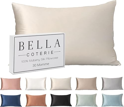 Bella Coterie - Funda de almohada de seda de lujo para cabello y piel  30 momme  100% seda de morera 6A pura  Supersuave  Perfectamente afelpada