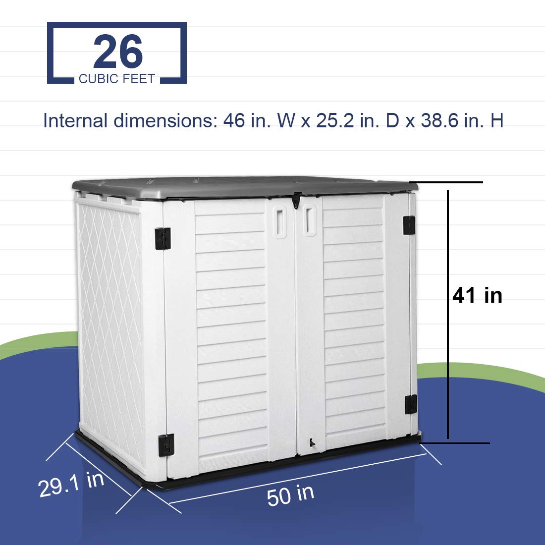 Horizontal Outdoor Garden Storage Shed for Backyards and Patios