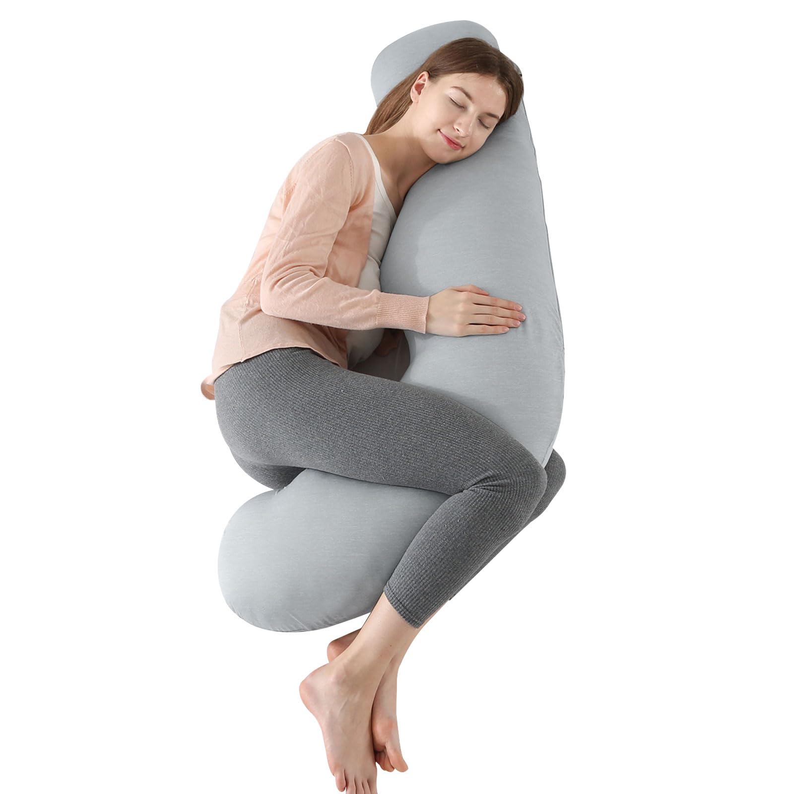 Pregnancy Pillow for Sleeping, J Shape Comfort Cooling Maternity & Body Pillow, Nursing, Support Full Body Pillow for Pregnant, Support Hips, Leg, Back for Pregnancy Pillow with Removable and Washable