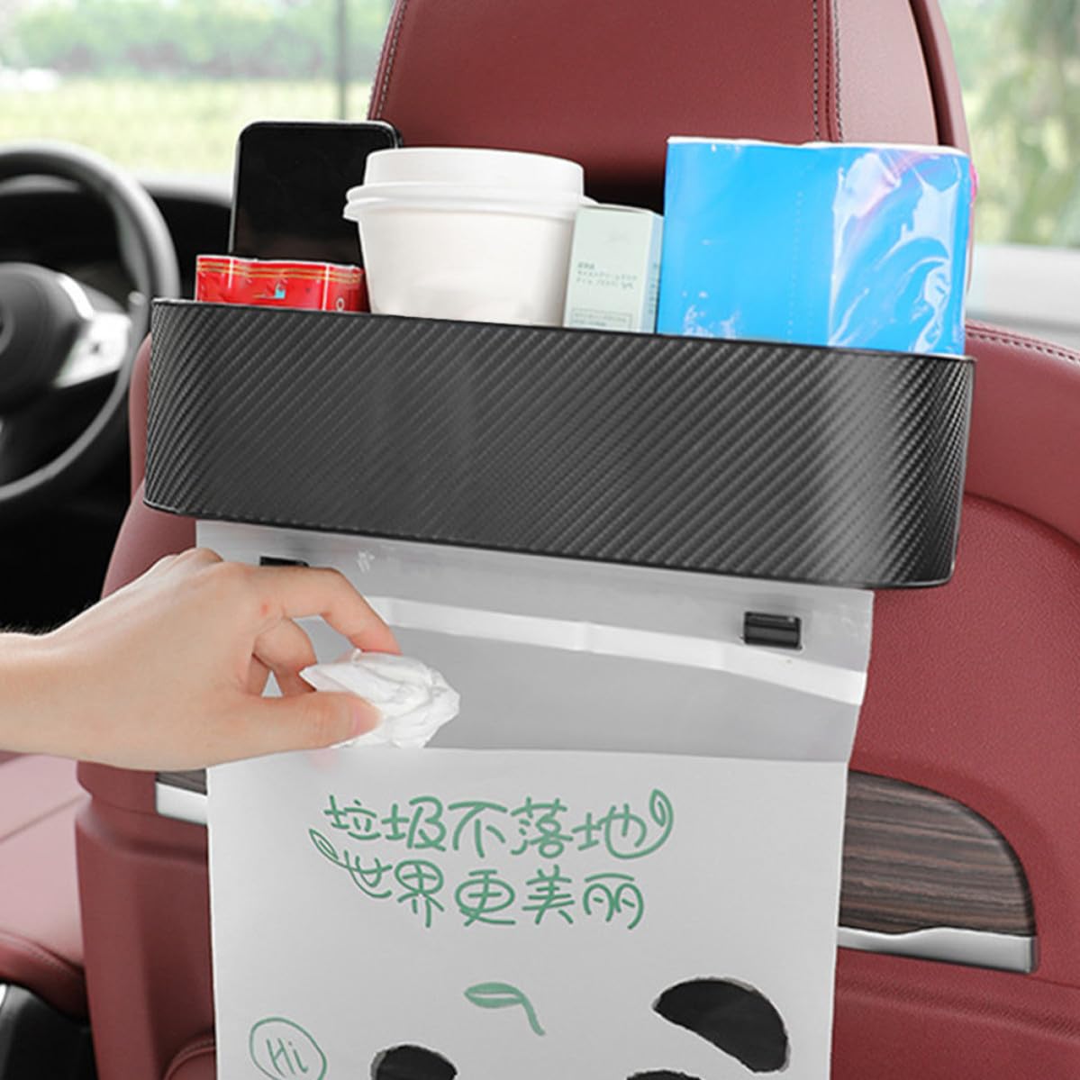 Toddmomy 2 Pezzi Organizer per Sedile Auto in Plastica Nero Spazio Extra per Bevande e Snack, Facile da Raggiungere, Scatola Portaoggetti Versatile per Viaggio e Uso Quotidiano