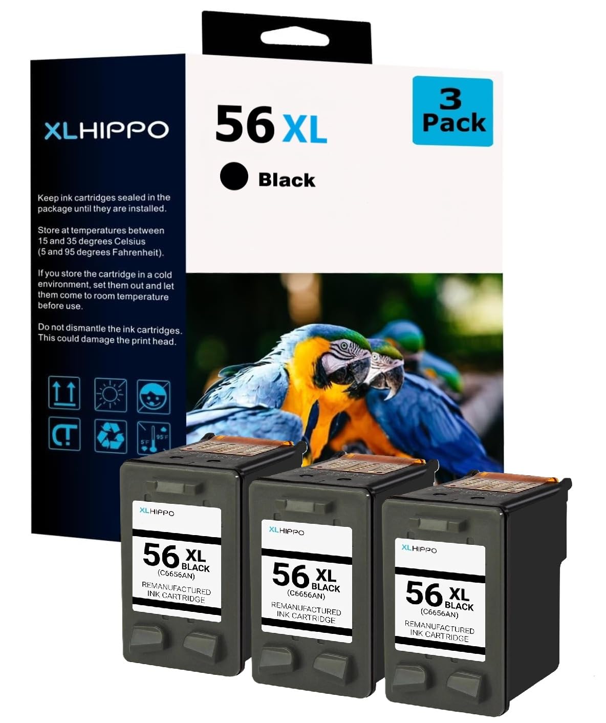 Photo 1 of XLhippo 56XL Ink Cartridges Black (3 Pack)