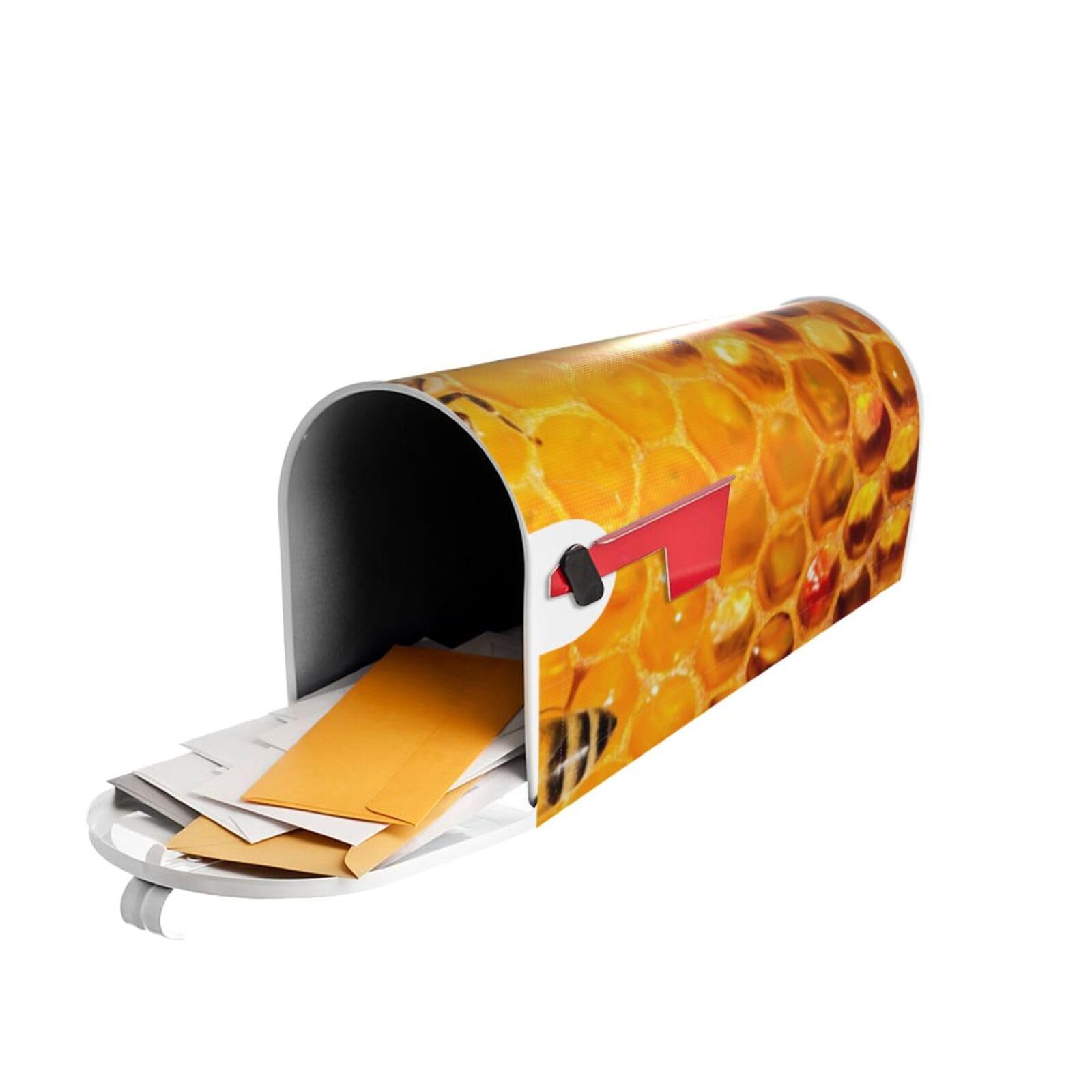 Bienen auf Bienenstock Wabenbriefkasten-Abdeckung, magnetische Briefkasten-Abdeckung, Dekoration, Standardgröße, 53,3 x 45,7 cm, Briefkasten-Abdeckung, Briefkasten-Abdeckung für Garten, Hof