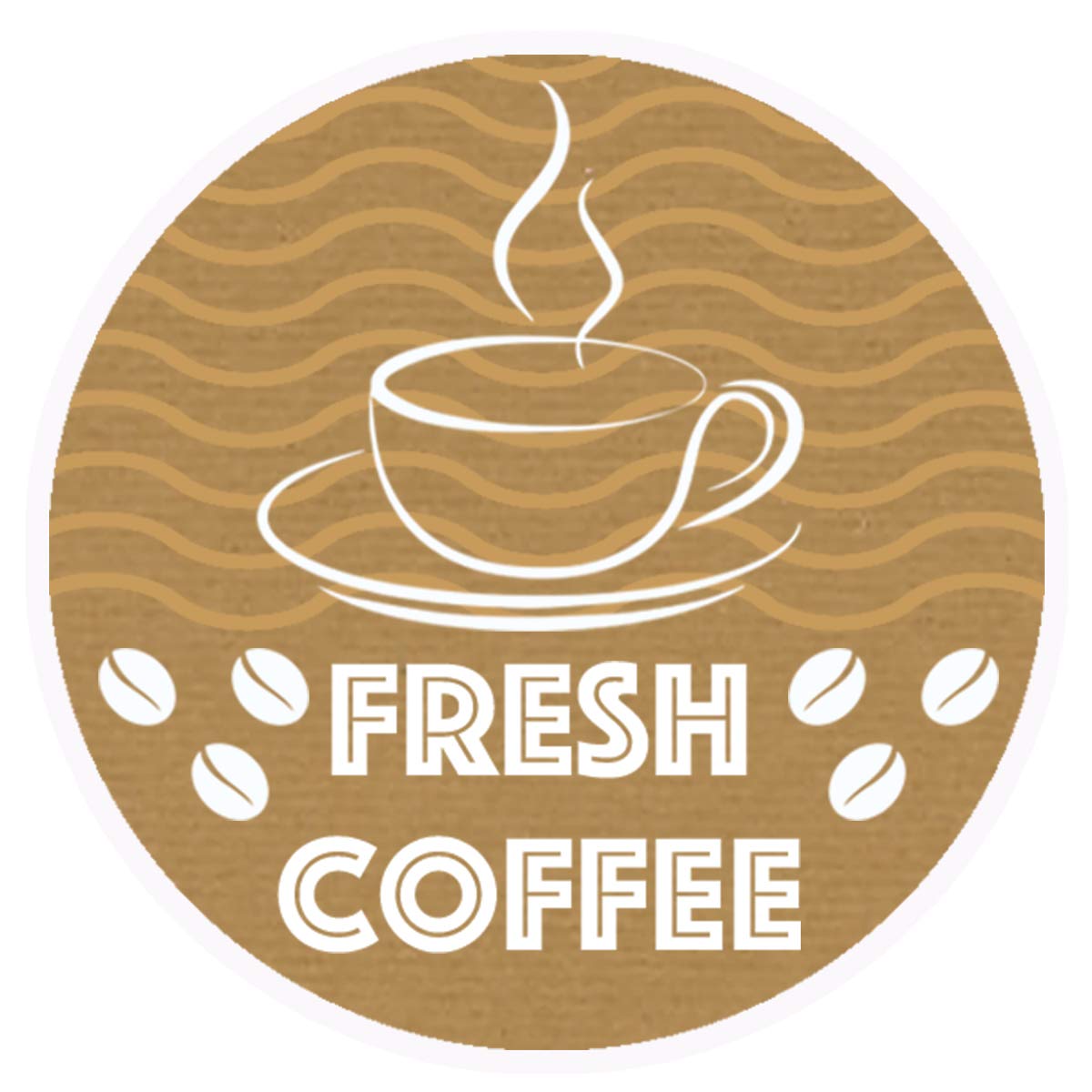 Fresh Coffee Brown Round Sticker for Baking Cooking Food Packaging (Pack of 500)