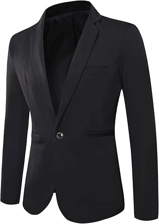 Generisch Costume pour homme 2 pièces - Pantalon - Coupe ajustée - Stretch - Pour mariage - Veste moderne - Pour le travail, le sport, le travail - Blazer d'affaires, Noir , M