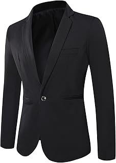Blazer Hombre Casual Talla Grande, Americana Verano Hombre Diseño Ajustado con Botón Blazer Color Sólido Casual Manga Larga Chaqueta De Traje Sólido para Bodas Negocios Y Veladas