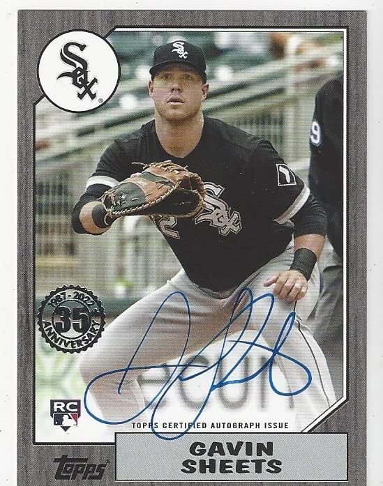 Gavin Sheets Serial Numbered #10/199 On Card Autographed 35th Anniversary Black Parallel 1987 Design Rookie Card Collectible Baseball Card - 2022 Topps Baseball Card #87BA-GSH (White Sox) Free Shipping