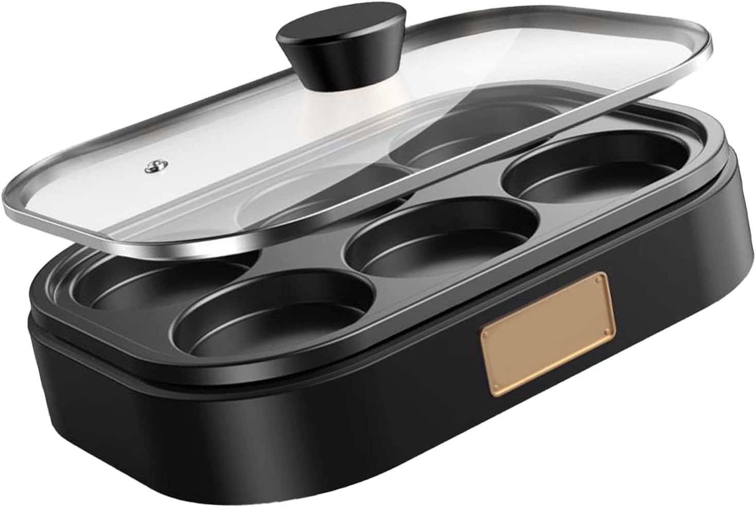 Egg Frying Pan, Electric Egg Cooker with 6 Cup Egg Frying Pan Breakfast Maker Easy Heating for Lunch Dinner Snacks Making (With Pot Cover)