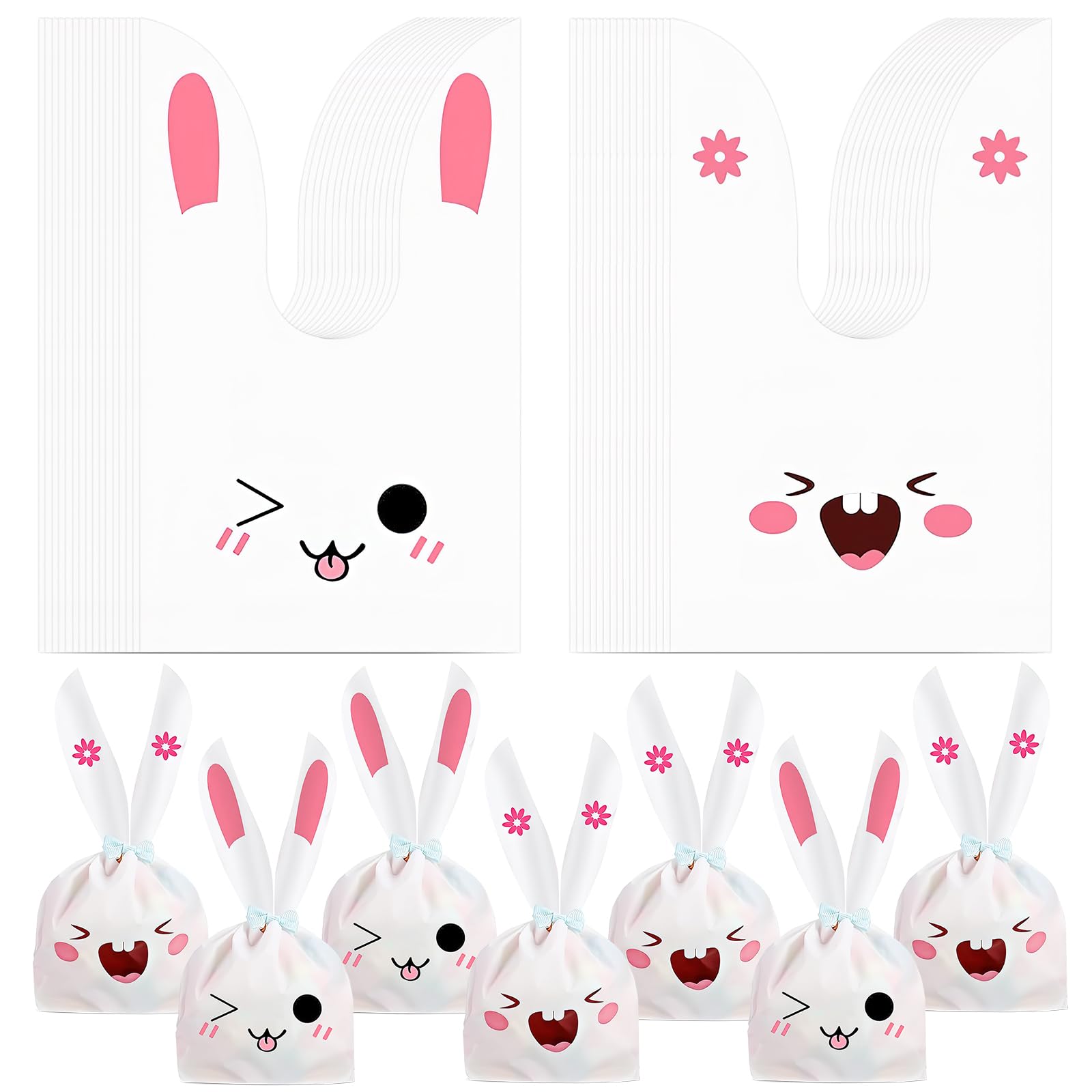 Lot De 4 Sacs-cadeaux Pâques Avec Poignées - Motifs Lapin éclair, 17,9x10x23 Cm, Réutilisables