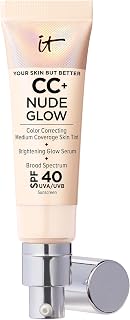 IT Cosmetics CC+ Nude Glow - Medium Coverage Foundation with SPF 40 & Brightening Glow Serum, Lightweight Skin Tint, 2% Niacinamide + Hyaluronic Acid, Up to 24H Hydration, Normal/Dry Skin - 1.08 fl oz