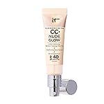 IT Cosmetics CC+ Nude Glow (Fair Porcelain) - Medium Coverage Foundation with SPF 40 & Brightening Glow Serum, Lightweight Skin Tint, 2% Niacinamide + Hyaluronic Acid, Up to 24H Hydration - 1.08 fl oz